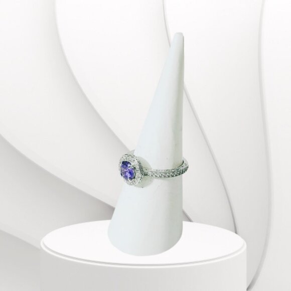 BP STERLING CLUB LIGHT TANZANITE CUBIC ZIRCONIA RING (Size 6) - Picture 4 of 7